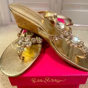 Lily Pulitzer Katelyn jeweled wedge, size 9